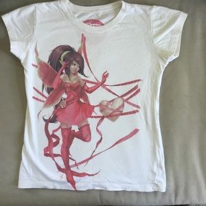 Trick summer whiteT-Shirt with Tinker bell, S/M